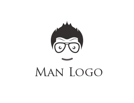 negative spacing man face wearing glasses