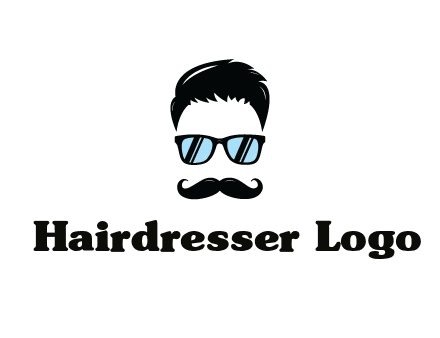 negative spacing with moustache and hair wearing sunglasses