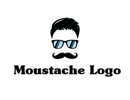 negative spacing with moustache and hair wearing sunglasses