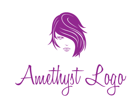 head of woman with short hair across face beauty logo icon