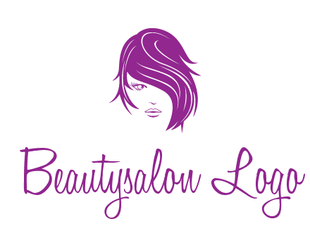 head of woman with short hair across face beauty logo icon