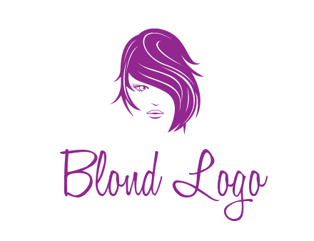 head of woman with short hair across face beauty logo icon