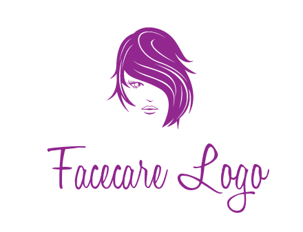 head of woman with short hair across face beauty logo icon