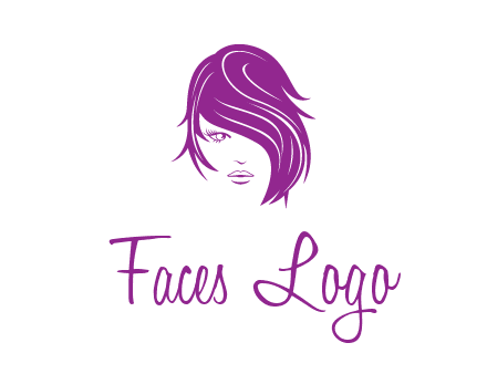 head of woman with short hair across face beauty logo icon