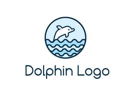 dolphin with sea waves in circle