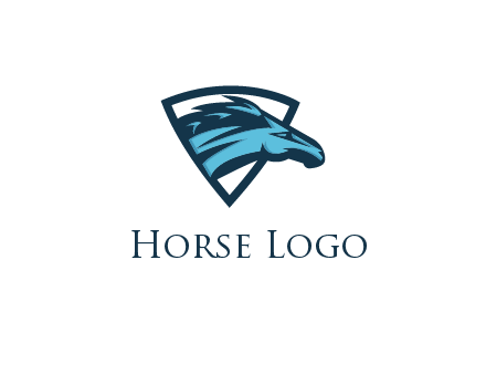 abstract racing horse head in shield