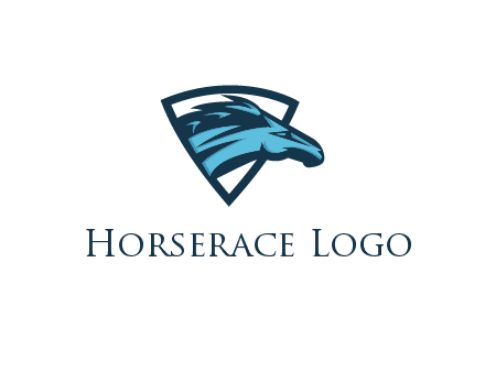 abstract racing horse head in shield