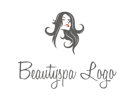 head of woman with long hair beauty logo icon