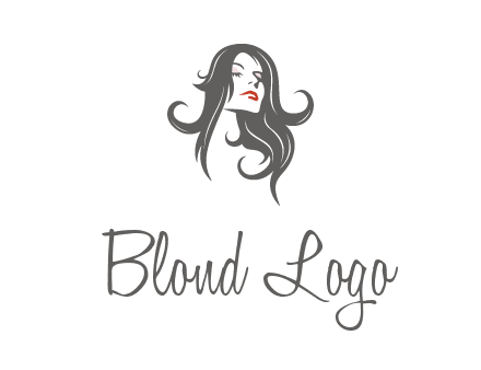 head of woman with long hair beauty logo icon