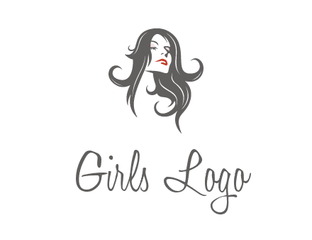 head of woman with long hair beauty logo icon