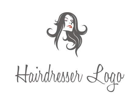 head of woman with long hair beauty logo icon