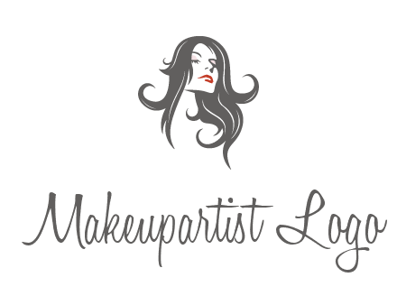 head of woman with long hair beauty logo icon