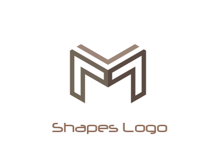 line art letter M 3D shape