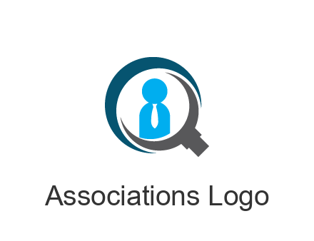 people icon wearing tie in abstract magnifying glass