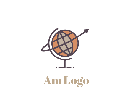 line art globe with arrow on swoosh