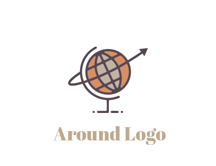 line art globe with arrow on swoosh