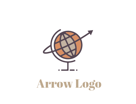 line art globe with arrow on swoosh