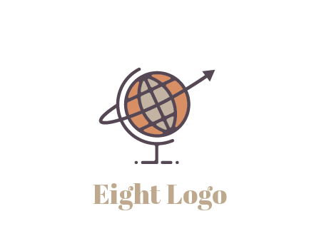 line art globe with arrow on swoosh