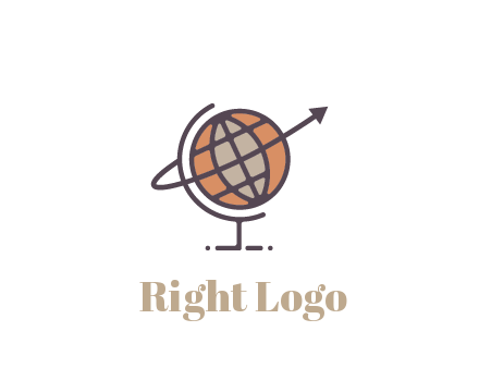 line art globe with arrow on swoosh