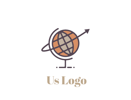 line art globe with arrow on swoosh