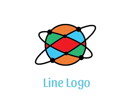 colorful circle with atomic lines