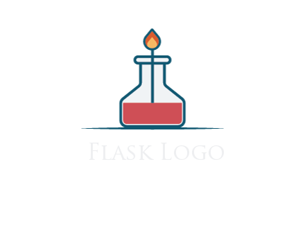 fire in flask with liquid