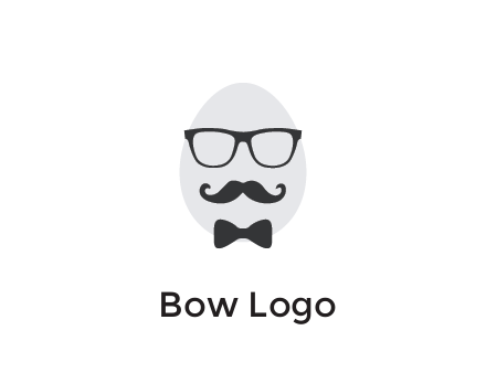 glasses with bow and moustache on egg