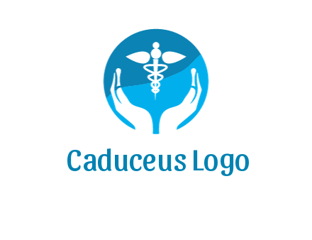 caduceus with negative spacing hands in circle 