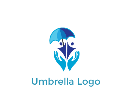 people icons with umbrella in hands