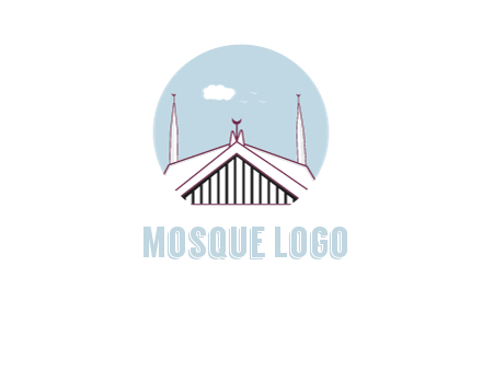 mosque with minarets and cloud in circle shape