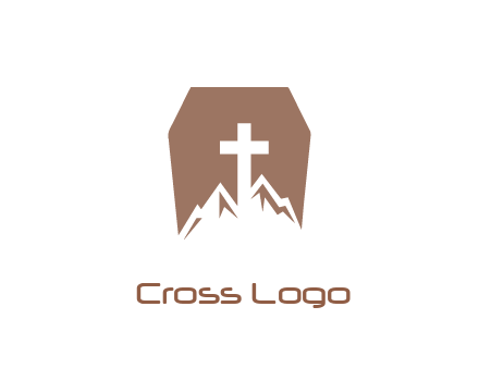 negative spacing mountains and cross in grave