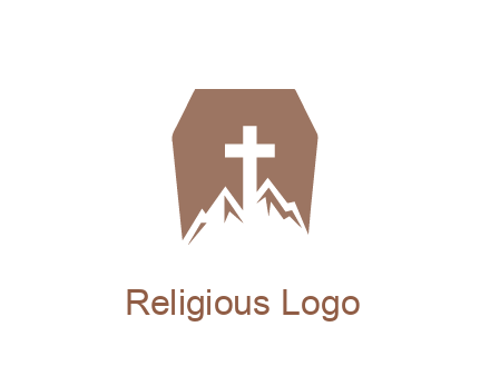 negative spacing mountains and cross in grave