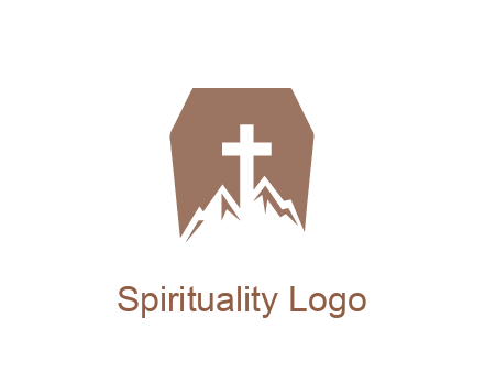 negative spacing mountains and cross in grave