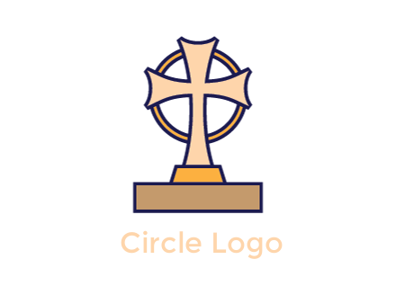 circle behind cross on stand