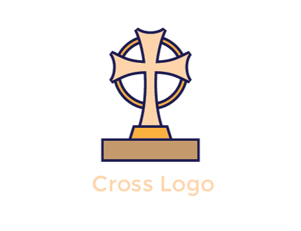 circle behind cross on stand