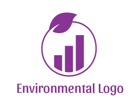 bar graph in circle with leaf