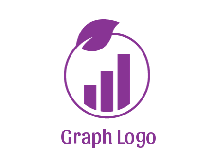 bar graph in circle with leaf