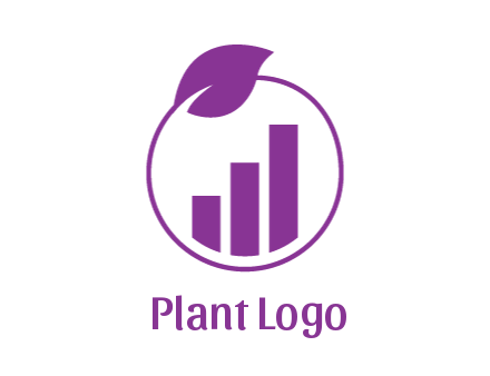 bar graph in circle with leaf