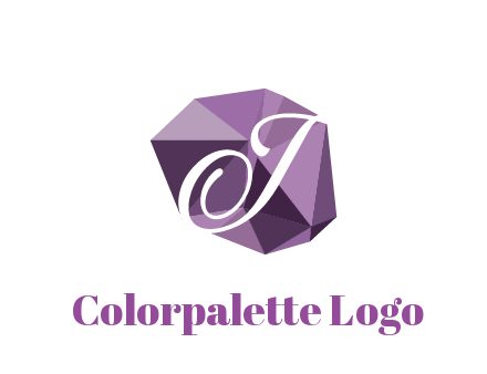 script letter T in polygonal diamond 