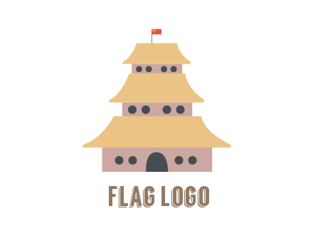 pagoda with flag on top