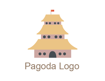 pagoda with flag on top
