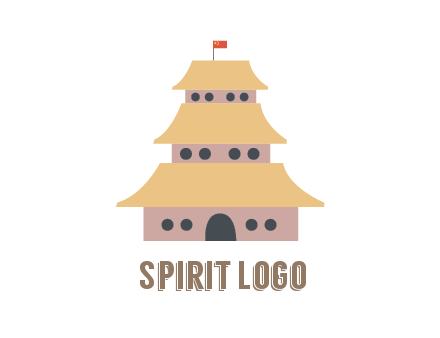 pagoda with flag on top