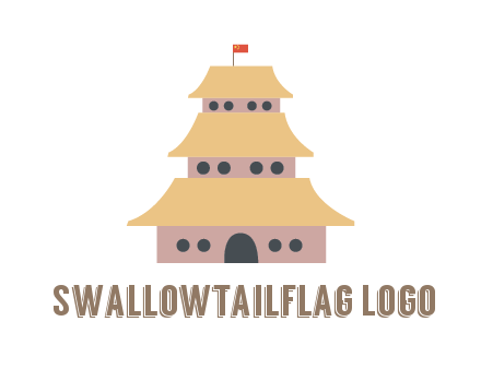 pagoda with flag on top