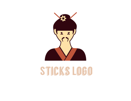 woman wearing kimono with chopsticks in hair