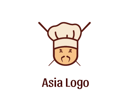 chopsticks behind man wearing chef hat