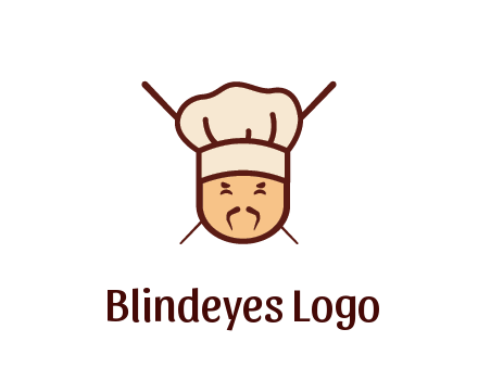 chopsticks behind man wearing chef hat