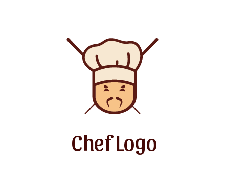 chopsticks behind man wearing chef hat