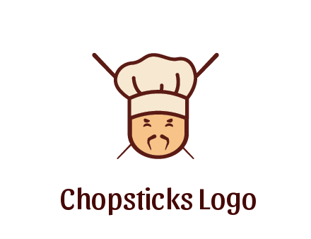 chopsticks behind man wearing chef hat