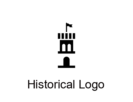 abstract negative spacing tower with flag