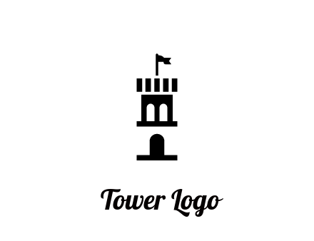 abstract negative spacing tower with flag